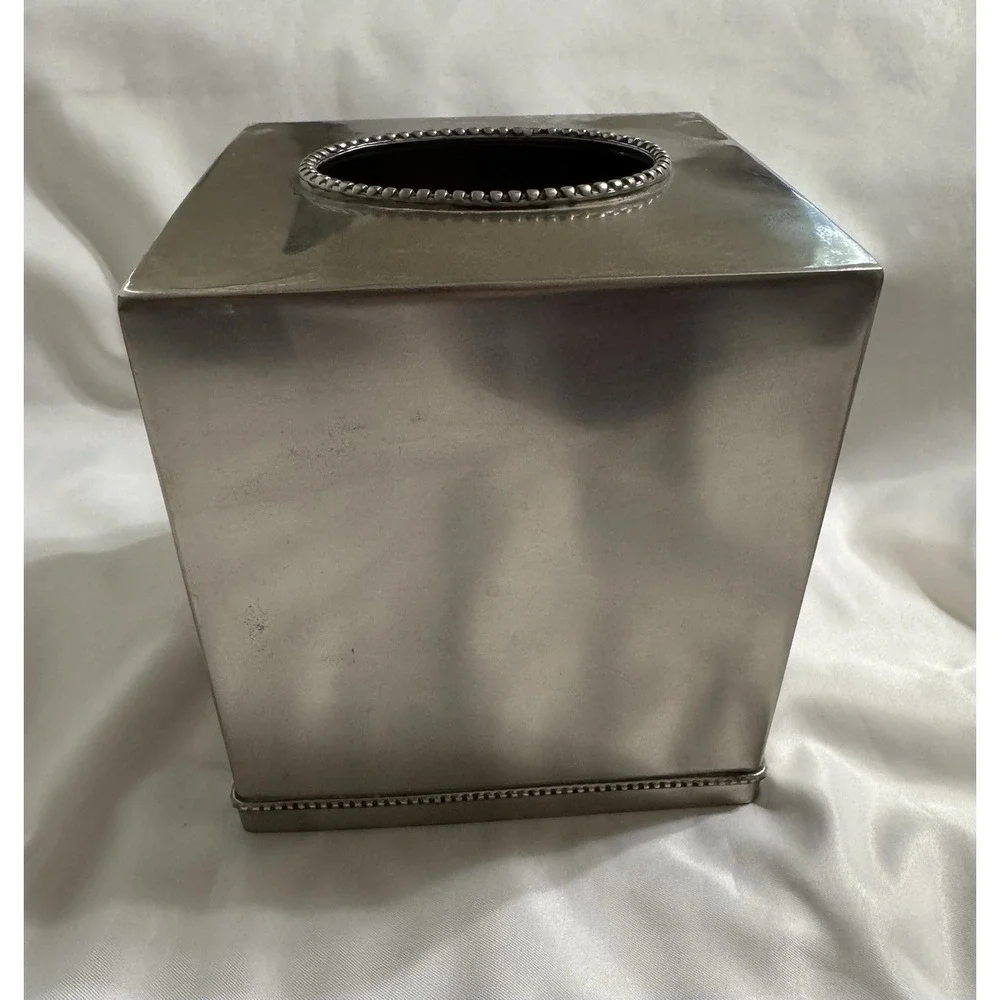 Vintage Tissue Box Stainless Steel Hollywood Regency